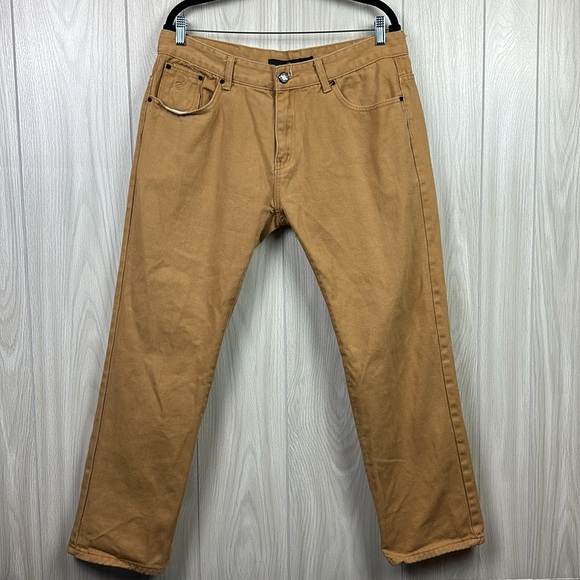 RocaWear Mens Jeans 38‎ x 32 Tan Chino Bedazzle Pocket Y2K Cotton Pants Straight - Picture 1 of 11